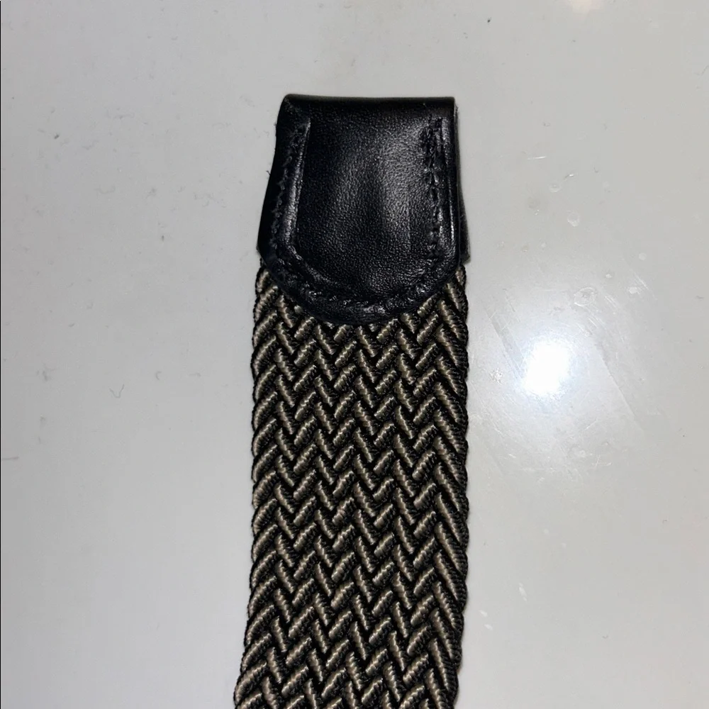 Tommy Bahama Men’s Two Tone Woven Belt w/Black Leather Trim, No Holes, Size L/XL